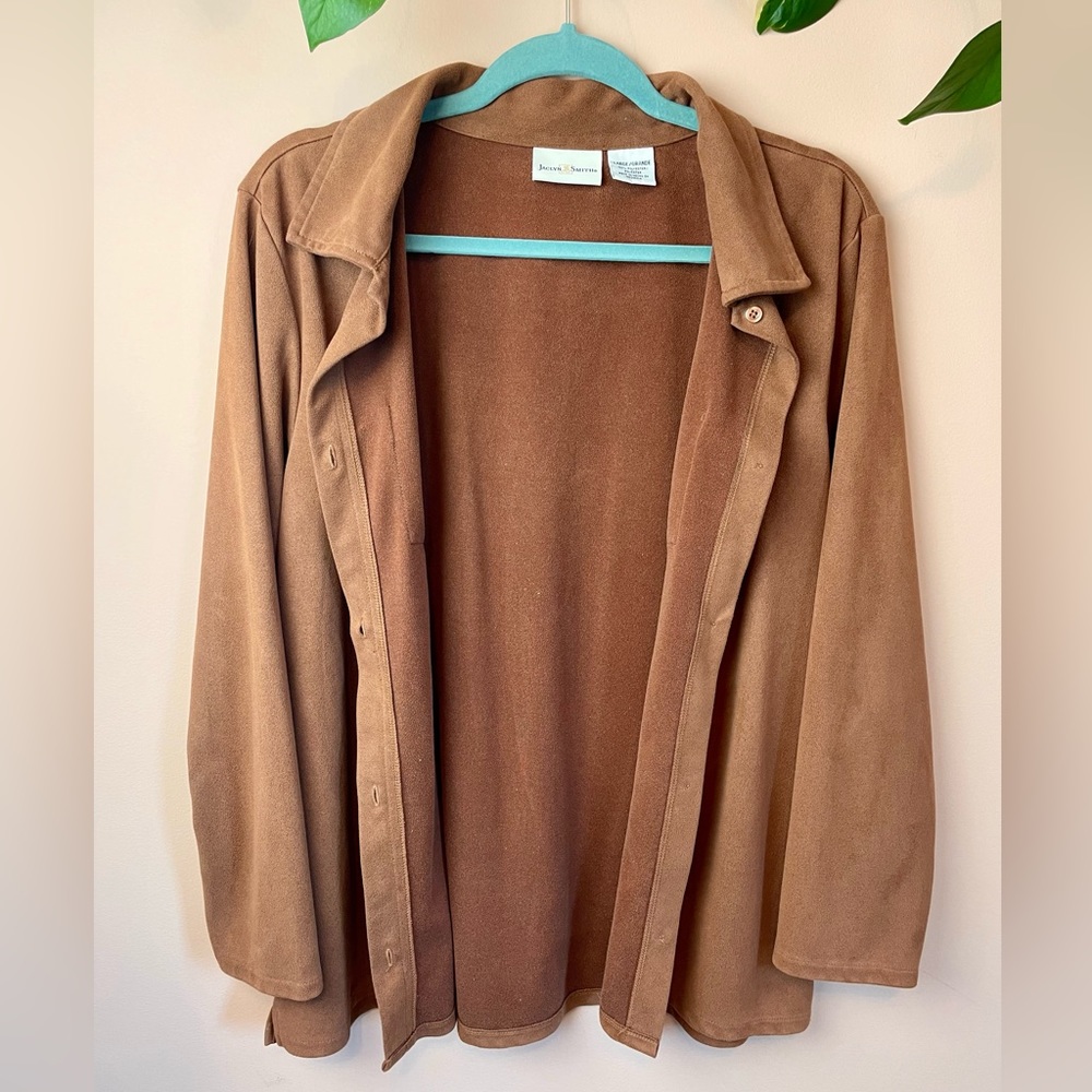 Jaclyn Smith Brown Cozy Button-Down